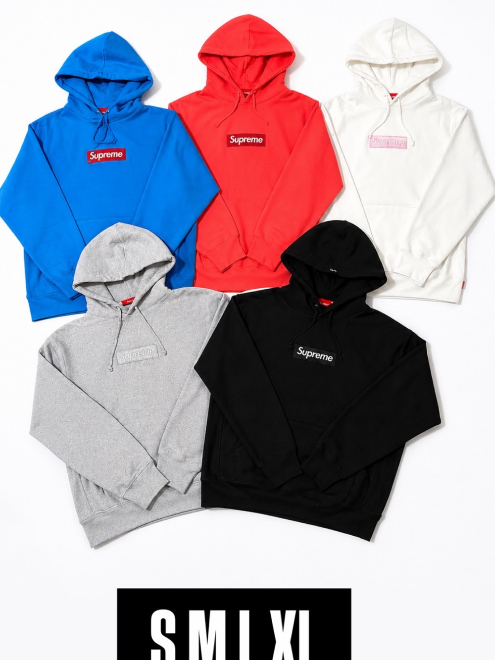 Supreme Men's Zip-Up Sweater Pack - Blue, Red, White, Gray, Black